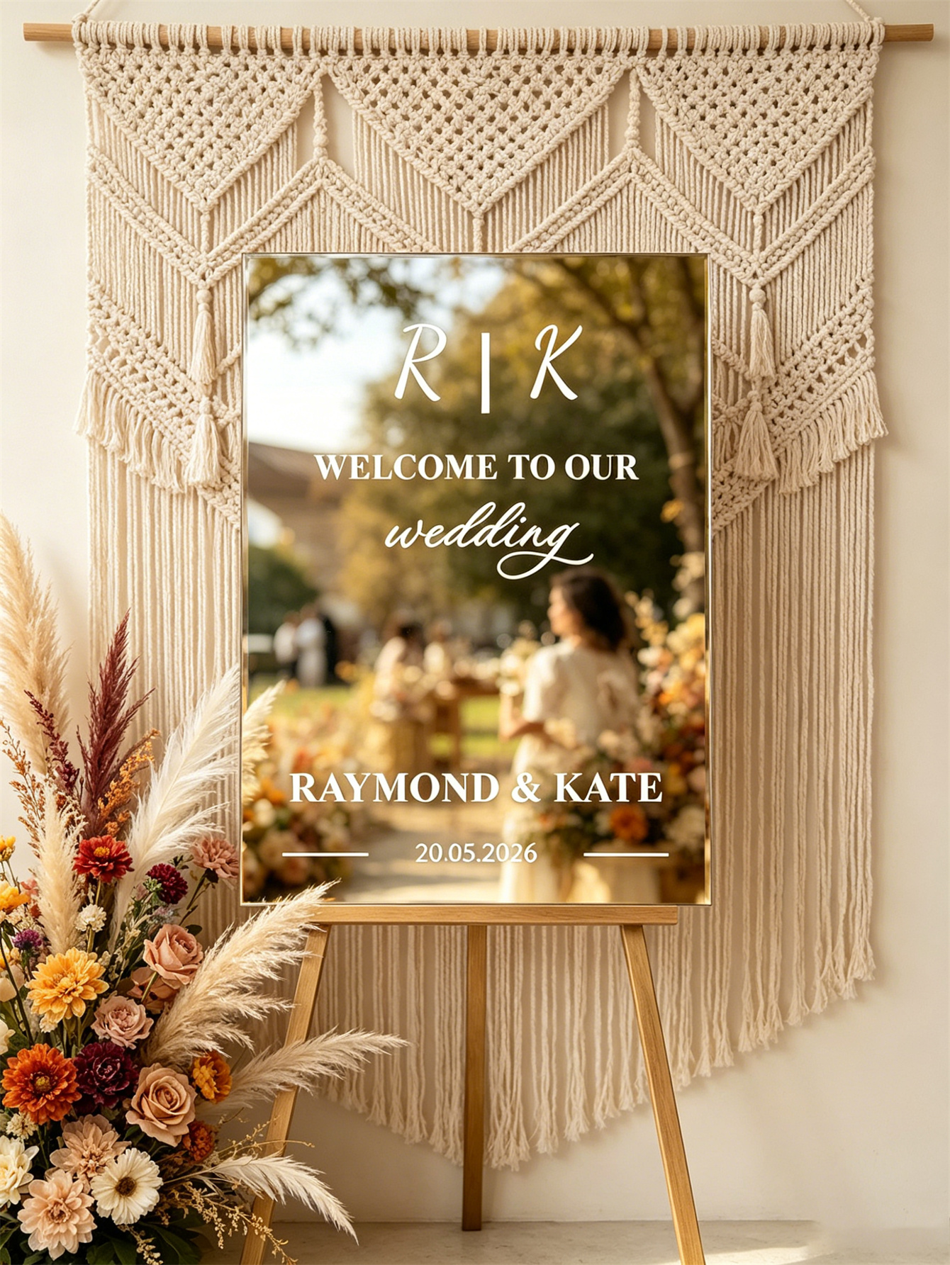 Mirror acrylic welcome signs, golden mirror wedding direction signs, custom wedding direction signs, ceremony welcome signs